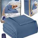 Thermee Micro Flannel Heated Blanket Twin Size - 10 Settings, Programmable, Rapid Heating, Luxuriously Soft - Ultramarine