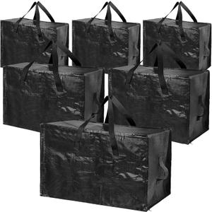 Shappy 6 Pcs Extra Large Storage Bags Jumbo Christmas Ornaments Container Moving Bags Xmas Heavy Duty Organizer Storage Bag(Black,30 x 12 Inch, 24 x 12 Inch, 20 x 12 Inch)