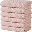 Great Bay Home Pink Bath Towels - 100% Cotton 6 Pack 26x16 Hand Towel Set - Absorbent, Durable, Quick-Dry Towels for Bathroom (Blush)