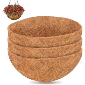 ZeeDix 16 Inch Coco Liners for Hanging Baskets, 3 Pcs Round Coco Liner 100% Natural Coco Fiber Basket Coconut Replacement Liner for Hanging Baskets Planters Flowers Vegetables(16in-3pcs)