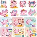 Keluna Axolotl Party Favors Stickers - 36 Sheets Cute Pink Animal Make a Face Stickers Axolotl Party Supplies Birthday Decorations Scrapbook Decor