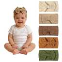 chiduerm 5 Pcs Baby Headbands With Hair Bows Elastic Soft Nylon Hairbands Handmade Hair Accessories For Baby Girls Newborn Infant Toddlers Kids (5, Brown)