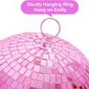 Mirror Ball, MUZTOP 10 Inch Disco Ball with Hanging Ring, Light Mirror Ball for Disco Parties DJ Stage Wedding Christmas Home Decor, Pink