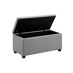 Amazon Basics Upholstered Rectangular Storage Ottoman and Entryway Bench, Polyester, Light Gray, 35.5"W x 16.5"D x 17"H