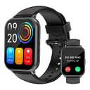 RUIMEN Smart Watches for Men Women (Answer/Make Calls, 2 Bands Included), 1.8" Smartwatch for iOS/Android Phones, Fitness Tracker Heart Rate/Sleep Monitor Digital Watch Waterproof Black