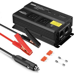 1000W Inverter for Car Power Inverters,12v DC to 110v AC Converter with 3.0 A USB Type-C Outlets, 12 Volt Inverter Car Cigarette Lighter Battery Inverter for Vehicles