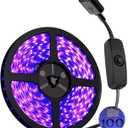 UV Light Strip USB UV Black Light Strip DC5V 390nm-400nm 6.56FT/2M SMD 3528 120LEDs IP65 Waterproof Super Bright LED Strip Lights, for Fluorescent Dance Party Body Paint Stage Lighting (USB+Switch)