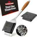 Grill Brush Bristle Free,Unique Steel Fibers Pad [Safe & Efficient] Perfect for Any Grill/Flat Tops Griddles - with 1 Replaceable Cleaning Head - Safe Grill Brush for Outdoor Grill