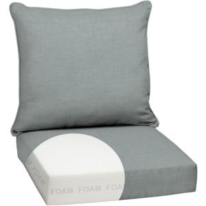 Arden Outdoor Foam Deep Seat Cushion Set, 24x24, Premium High-Density Foam, Never Flattens, Weather-Proof for Patio Chair Sofa Couch, Stone Grey Leala