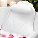 Bath Pillow for Tub, Adjustable Silicone Bathtub Pillows for Head and Neck, 0"2.3" Neck Support, 34 Suction Cups, Easy to Clean, No Machine Wash Needed (White)