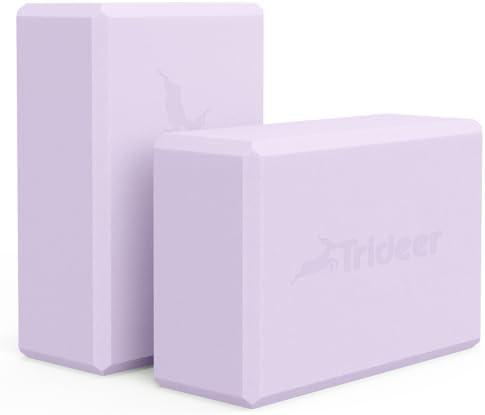 Trideer Yoga Blocks 2 Pack, Soft Non-Slip Surface Premium Foam Blocks, Supportive, Lightweight, Odor Resistant, Yoga Accessories for Pilates Meditation General Fitness Stretching Toning light purple