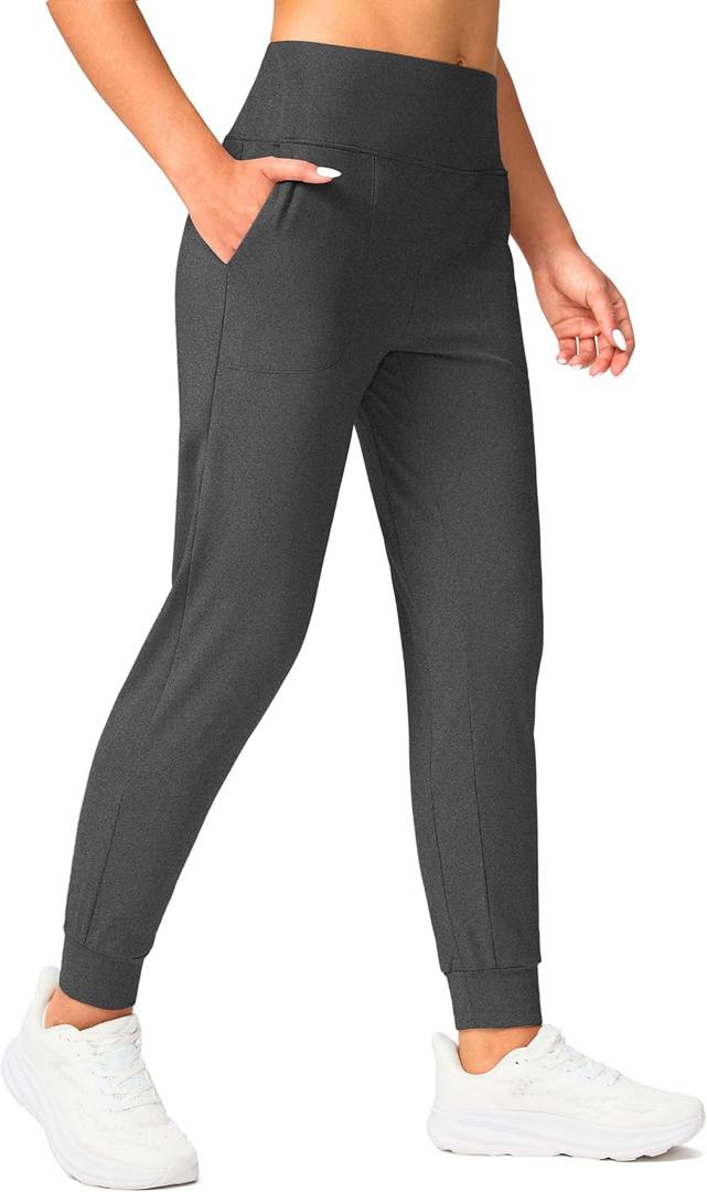 Soothfeel Women's Fleece Lined Joggers Pants High Waisted Water Resistant Thermal Sweatpants Winter Hiking Pants with Pockets (Black, S)