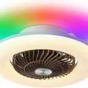 22" Bladeless Ceiling Fans with RGB Light Remote/APP Control Walnut, Large