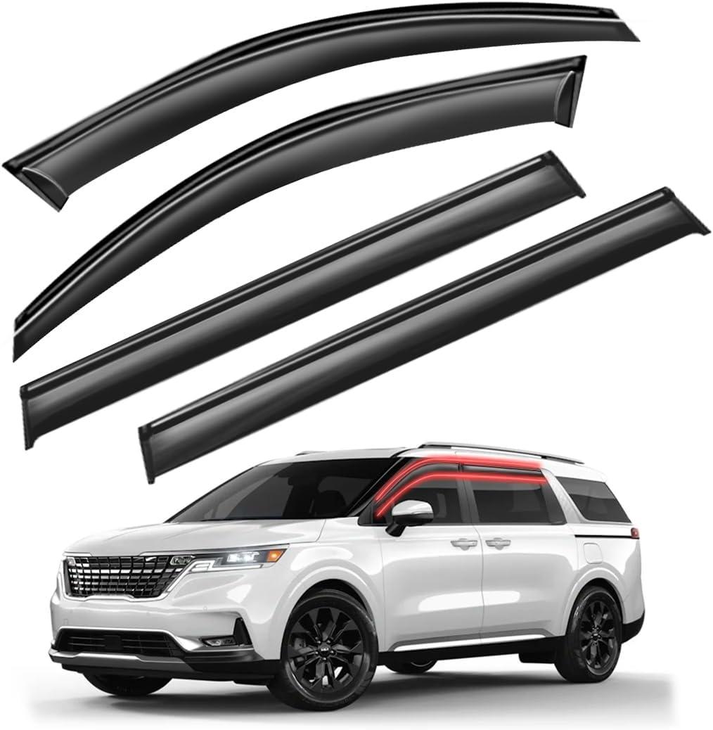 Window Visors Rain Guards FIT 2022 Kia Carnival LX, EX, SX & 2023 Kia Carnival LX, EX, SX  Side Window Deflectors Vent Shades Front and Rear Sun/Rain Visors 4PCS Set