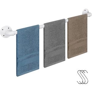 Industrial Pipe Towel Rack Towel Bar, Heavy Duty Wall Mounted Rustic Farmhouse Bath Towel Holder for Bathroom (White, 28)