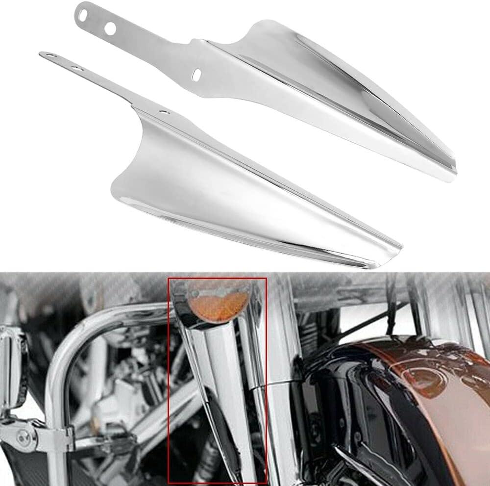 Chrome Front Fork Mount Wind Deflectors Windshield for 1995-2023 Harley Touring Road King Street Glide Electra Glide FLHR FLHRC FLHRS FLHT FLHX