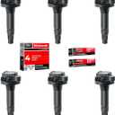 MAS 6Pcs Ignition Coils Pack UF553 5C1652 & 6 Motorcraft Platinum Spark Plug SP520 SP589 CYFS12YT6 Compatible with Ford Explorer F-150 Mustang Taurus 3.5L V6 Lincoln MKS MKT 3.7L V6