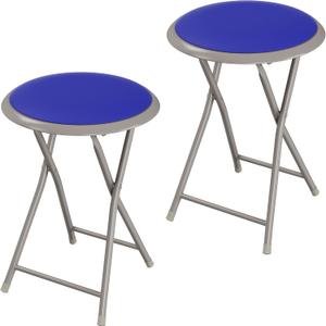 Lavish Home Portable Folding Stool with Backless Seat Set of 2, Blue, 18 | Compact Counter Bar Stools with 225lb Capacity, Collapsible Stools for Kitchen, Dorm, RV, Camping, Rec Room or Extra Seating