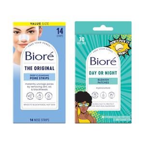 Biore Bundle of Bior Original Blackhead Remover Strips, Deep Cleansing Nose Strips With Instant Pore Unclogging,14 Count Pimple Patches, Medical Grade Ultra-Thin Hydrocolloid, 30 count