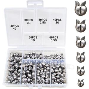 250/180Pcs Split Shot Fishing Weights Sinkers, Round Open Mouth Design Fishing Weight Clip on Sinker Weight Freshwater Saltwater Fishing Accessories Gift for Fishing Lovers