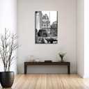 Trendy Woman Reading Newspaper Wall Art Vintage Black and White Paris Eiffel Tower Poster Modern Feminist Aesthetic Cityscape Canvas Print For Girls Room Apartment Office Decor 12x16inch Unframed