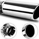 MuHize 3 Inch Inlet Exhaust Tip, 4" Outlet 12" Overall Length Exhaust Tips, Bolt/Clamp-On Design, Rolled Edge, Stainless Steel Polished, Easy to Weld Tailpipe for Pickup Truck, Car, Truck