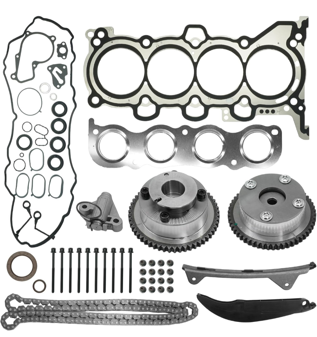24321-2E010 Timing Chain Kit w/VVT & CPW13795 Head Gasket Kit w/Bolts for Kia Forte Forte5 2017-2018 2.0L, for Hyundai Elantra 2014-2016, for Tucson 2015 2.0L 24350-2E700 24370-2E010 24410-2E000