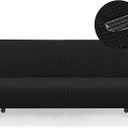 Water Repellent Armless Futon Cover Sofa Bed Slipcover, Full Size Futon Mattress Cover, Soft & Stretch Furniture Protector for Pets, Black