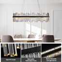 Black Led Modern Crystal Chandelier: 39.3" Rectangle Linear 3 Color Dimmable Chandeliers for Dining Room Over Table - Luxury Rectangular Contemporary Oval Light Fixture for Living Room Bedroom Foyer