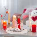 5 Pcs Vintage Valentine's Day Table Decorations Set Rustic Round Wood Tray Decor, Red Pink Wooden Table Block Signs, Heart Sculpture Ring, Tabletop Centerpiece for Shelf Farmhouse Home