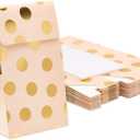 BLUE PANDA Goodie Bags Rose Gold Polka Dot Pink Paper - 24 Pack, Pink & Gold, 5.5 x 8.6 x 3 In - Paper Gift Bags with Flap Closure & Polka Dot Design for Birthday & Baby Shower Favors