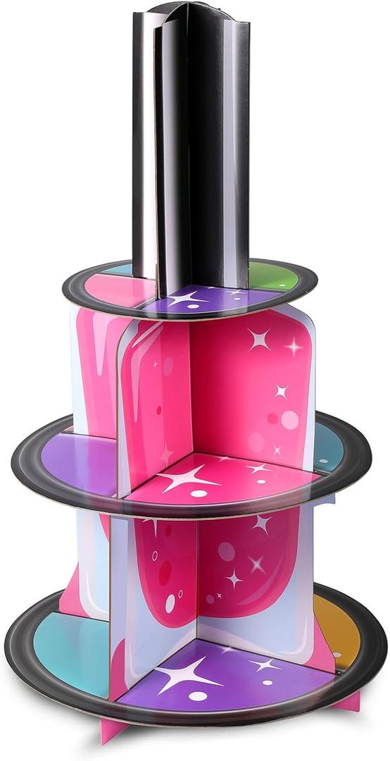 Spa Party Decorations Cupcake Stand Spa Makeup Cake Stand Holder DIY Cupcake Dessert Tower Makeup Theme Birthday Party Supplies for Girls Princess Pink Bridal Bachelorette Baby Shower