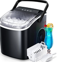 Electactic Ice Maker Machine Countertop Portable Compact Small Bullet Ice Maker with Self Cleaning,9 Cubes in 6 Mins,26lbs in 24Hrs, for Home and Kitchen(Black)