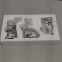 DN DECONATION Easter Bunny Figurines, Small Decorative Bunny Statue Set of 3, Easter Resin Rabbit for Vintage Tabletop Decor Home Spring Decoration Gift, Antique Silver Sculptures Decor