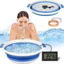 Facial Ice Bath Kit - Foldable Ice Bowl with Reusable Cubes for Cold Plunge (Blue)