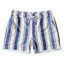 JOTOOK Men's Casual Drawstring Corduroy Shorts Elastic Waist Summer Shorts with Pocket Medium Navy Beige Stripe Small