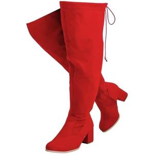 YING LAN Women's Wide Calf Over The Knee Pull On Chunky Block Heel Tall Boots Size 44