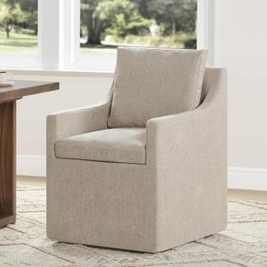 KISLOT Upholstered Dining Chairs Set of 1, Washable Cover Modren Deskchair with 4 Casters & Hidden Storage for Dining Room, Living Room, Home Office, Sand, 1 Box
