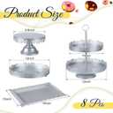 Tioncy 8 Pcs Cake Stand Set, Metal Dessert Table Display Stands for Dessert Table, Tiered Cupcake Holder Display Plates for Birthday Party Wedding Festival (Silver)