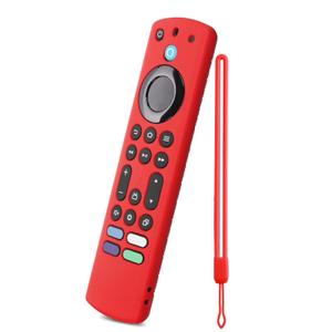 OneBom Silicone Remote Cover for Firetv 4K Max (2nd)/ Insignia/Pioneer/Omni (QLED) Series Alexa Voice Remote Enhanced w, Anti-Slip Protective Case with Same Color Lanyard (Red)