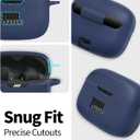 2 x for JBL Tune 230NC TWS Case Cover, Silicone Protective Portable Scratch Shock Resistant Logo Visible Design Cover Compatible with JBL 230NC Earbuds Charging Case with Carabiner-Blue