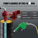 Fuel Transfer Pump 12 Volt 20 GPM High Flow,w/Automatic Nozzle Green,DC Fuel Pump,Cast Iron Gas Heavy Duty Transfer Pump for Gasoline,Diesel, Kerosene,Ethanol Blends,Methanol Blends,Biodiesel