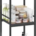 BYFU 3 Tier Bathroom Storage Open Shelf, Freestanding Metal Corner Storage Rack Shelving Unit for Bathroom Kitchen Living Room Hallway, Black