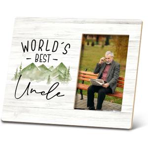 SRADMO Uncle Gifts: 10x8 inch Wooden Tabletop Photo Frame - 'World's Best Uncle'