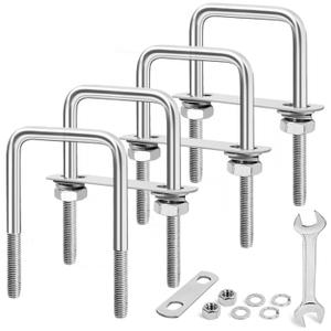 M10 Square U-Bolts 4 Sets 304 Stainless Steel Axle U Bolts Fits 3 Inch Wide Trailer Leaf Springs Include Wrench (M10x3-1/16 Wx 4-1/2"L)