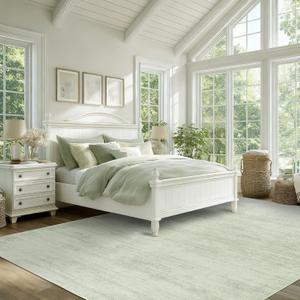 BILEEHOME Sage Green Rug for Bedroom,Boho Abstract Washable Cottage Core 8x10 Area Rugs for Living Room