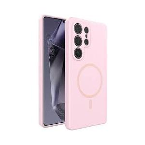 BNAAGO Strong Magnetic Silicone Case for Samsung Galaxy S25 Ultra, Soft Slim-fit Liquid Silicone Phone Case with Camera Cover, Vibrant Pink Color, Magnetic, Camera Protection, Soft Case