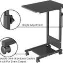 TigerDad Adjustable Height C Table Sofa Side Bedside Table with Wheels, Hospital Bed Table Rolling Tray with Storage, Mobile Computer Desk Laptop Table for Home Use, 22.1 in x 14.7 in x 35.4 in