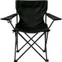 1 Pack Portable Camping Chair, Lightweight Folding Lawn Chair with Cup Holder and Carry Bag, Collapsible Outdoor Chair for Sports, Fishing, Hiking, Picnic, Backyard, 300LBS Black-Dark, 1PCS