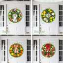 20 Inch Boxwood Front Door Wreaths, Spring and Summer Outdoor Wreath for Front Door, All Seasons Artificial Green Wreath for Farmhouse Wedding Porch Wall All Seasons Indoor Decorations